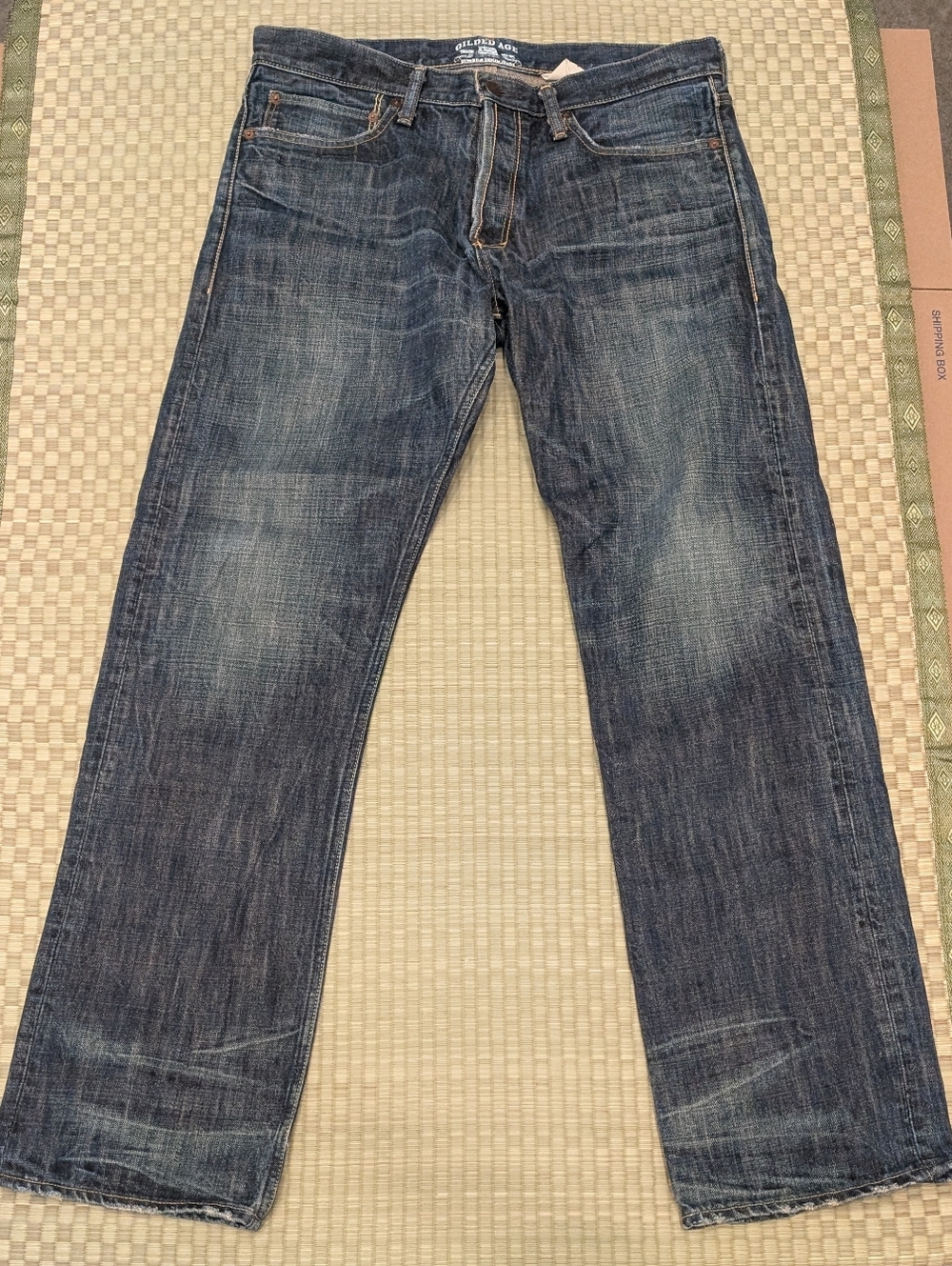 Gilded Age Distressed Denim Jeans Straight Fit Men's Size 34 x 34 Made in USA
